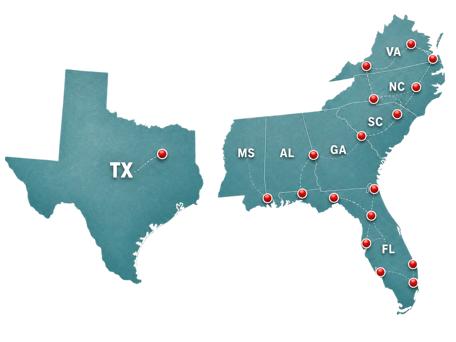 East Coast IOS Property Map — click to browse listings